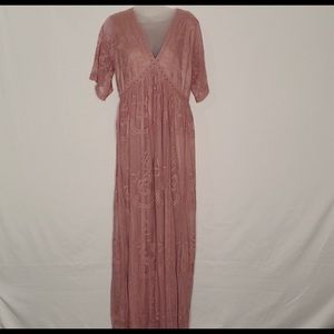PinkBlush Lace Overlay Maxi Dress